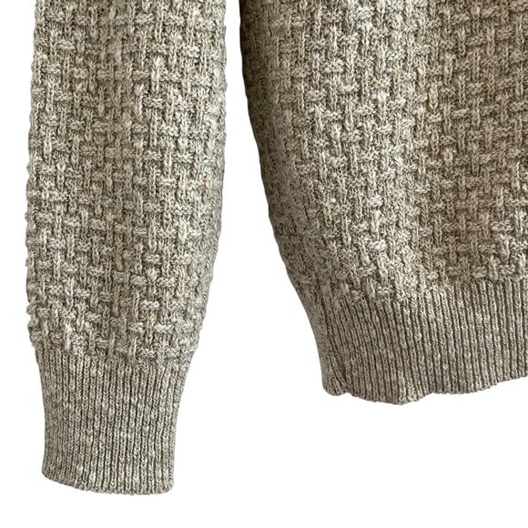 Vintage Isle of Cotton Mens Cardigan Sweater M Beige Textured Grandpacore Grunge - Picture 10 of 16